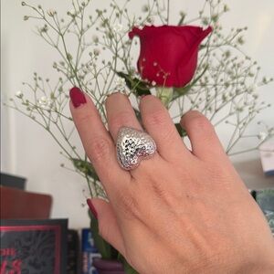 Lia Sophia Hammered Silver Ring ( size 9)